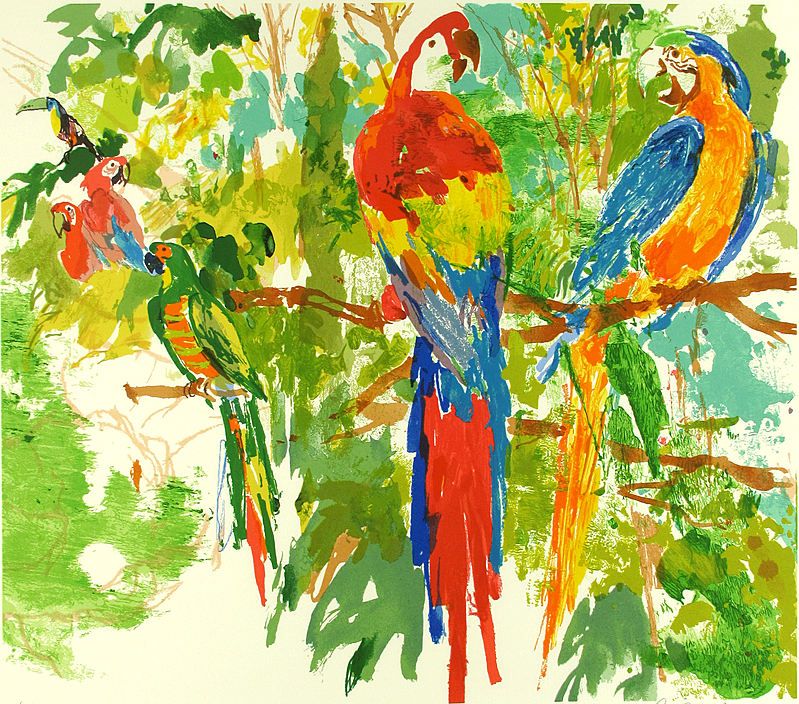 Birds of Paradise painting - Leroy Neiman Birds of Paradise art painting